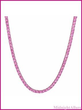 18K Gold Plated Tennis Necklace 4.5mm Cubic Zirconia 18"